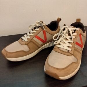 Vionic Rechelle Nylon Nubuck Shoes  Tan Gum Bottom Soles Fashion Sneaker